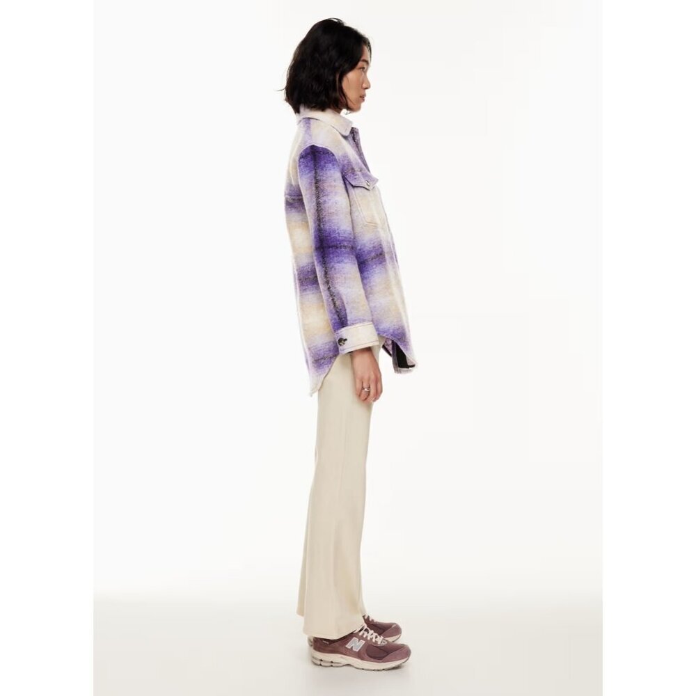 Wilfred Free The Ganna Aritzia Wool Plaid Elaine Violet Purple Shirt Jacket XL - Picture 9 of 13